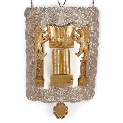 Jacob Langleben Silver gilt Judaica Torah breast plate by Jacob Langleben 1896