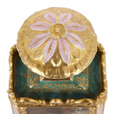 Jacob Petit Pair of Rococo style gilt porcelain bottles probably by Jacob Petit