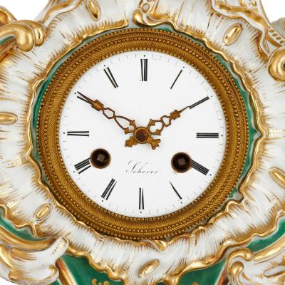 Jacob Petit Porcelain clock in the Louis XV style by Jacob Petit