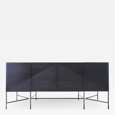 Jacob Wener Web Series Walnut Credenza with Welded Steel Base by Modern Industry Design