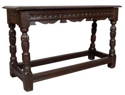 Jacobean Revival Oak Bench