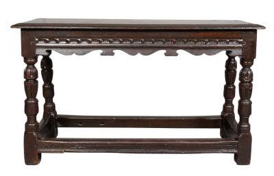 Jacobean Revival Oak Bench
