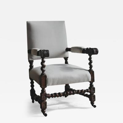 Jacobean Revival Velvet Armchair