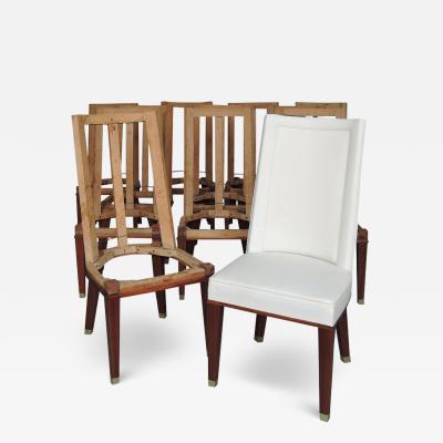 Jacques Adnet 12 Fine French 1950s Mahogany Dining Chairs by Jacques Adnet