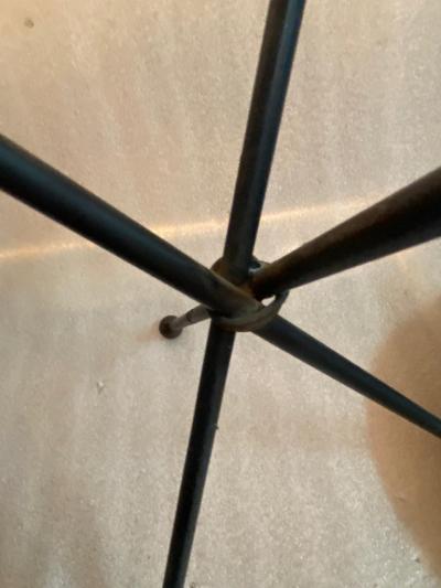 Jacques Adnet 1940 50 Wrought Iron Pedestal Brass Ornaments in the Style of J Adnet