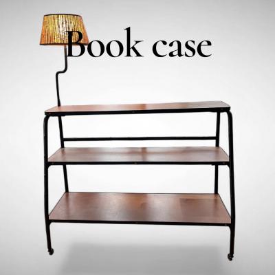 Jacques Adnet 1950s Black stitched Leather bookcase by Jacques Adnet