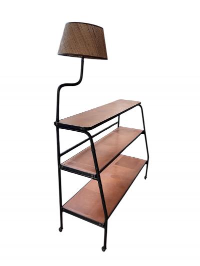 Jacques Adnet 1950s Black stitched Leather bookcase by Jacques Adnet