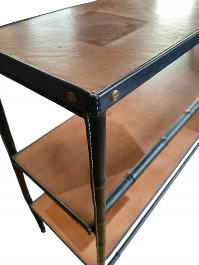 Jacques Adnet 1950s Black stitched Leather bookcase by Jacques Adnet