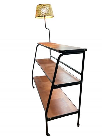 Jacques Adnet 1950s Black stitched Leather bookcase by Jacques Adnet