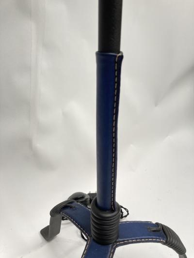 Jacques Adnet 1950s Blue and black Stitched leather floor lamp By Jacques Adnet