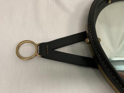 Jacques Adnet 1950s Convex Mirror by Jacques Adnet