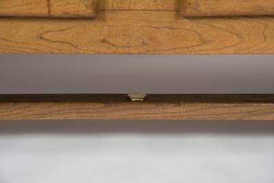 Jacques Adnet 1950s Oak and stitched leather sideboard by Jacques Adnet
