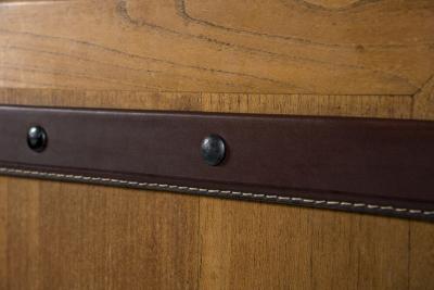 Jacques Adnet 1950s Oak and stitched leather sideboard by Jacques Adnet