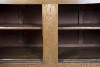 Jacques Adnet 1950s Oak and stitched leather sideboard by Jacques Adnet