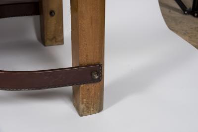 Jacques Adnet 1950s Oak and stitched leather sideboard by Jacques Adnet