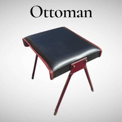 Jacques Adnet 1950s Ottoman by Jacques Adnet