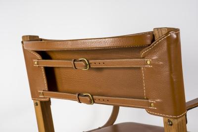 Jacques Adnet 1950s Pair of Stitched leather armchairs By Jacques Adnet