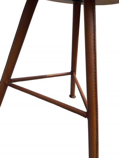Jacques Adnet 1950s Pair of Stitched leather stools by Jacques Adnet