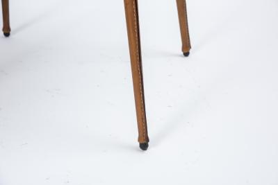Jacques Adnet 1950s Pair of stitched leather Side tables by Jacques Adnet