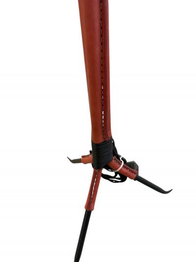Jacques Adnet 1950s Red stitched leather lamp by Jacques Adnet