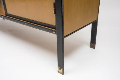 Jacques Adnet 1950s Stitched Leather Bookcase by Jacques Adnet