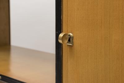 Jacques Adnet 1950s Stitched Leather Bookcase by Jacques Adnet