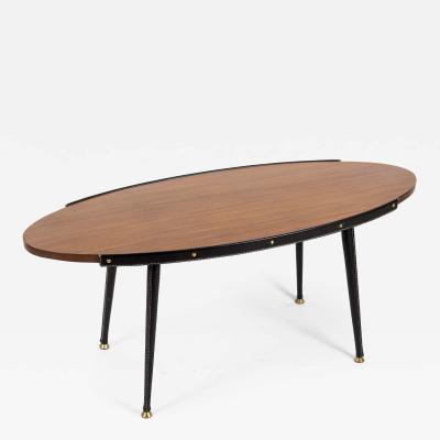 Jacques Adnet 1950s Stitched Leather Cocktail Table By Jacques Adnet