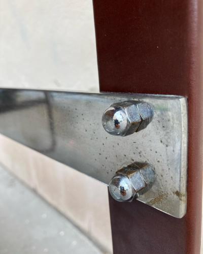 Jacques Adnet 1950s Stitched Leather Desk by Jacques Adnet
