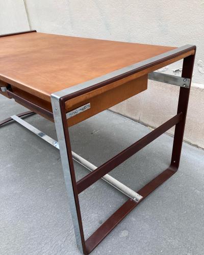 Jacques Adnet 1950s Stitched Leather Desk by Jacques Adnet