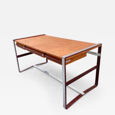 Jacques Adnet 1950s Stitched Leather Desk by Jacques Adnet