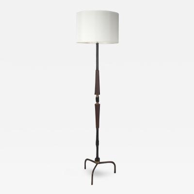 Jacques Adnet 1950s Stitched Leather Floor lamp By Jacques Adnet