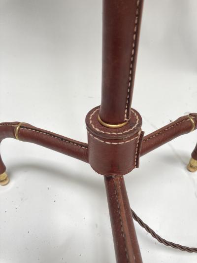 Jacques Adnet 1950s Stitched Leather Floor lamp By Jacques Adnet