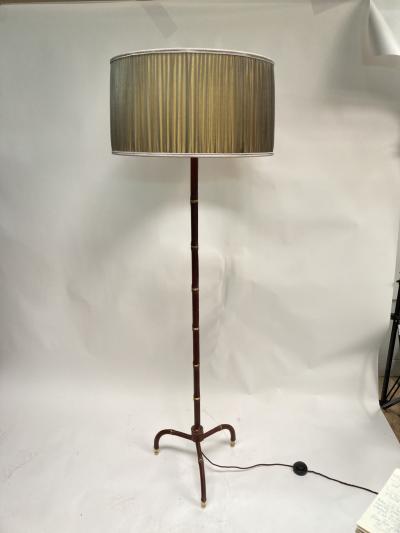 Jacques Adnet 1950s Stitched Leather Floor lamp By Jacques Adnet