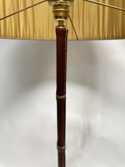 Jacques Adnet 1950s Stitched Leather Floor lamp By Jacques Adnet