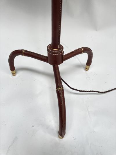 Jacques Adnet 1950s Stitched Leather Floor lamp By Jacques Adnet