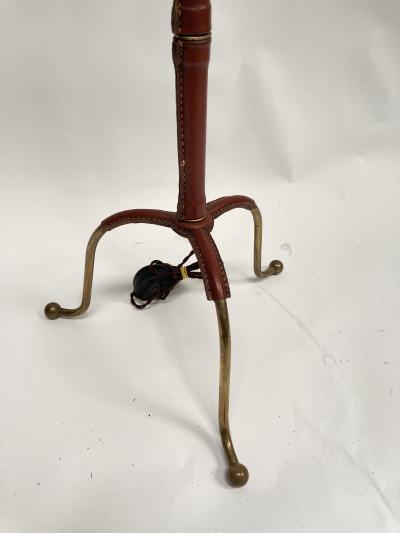 Jacques Adnet 1950s Stitched Leather Floor lamp By Jacques Adnet
