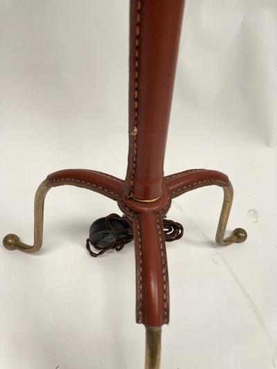 Jacques Adnet 1950s Stitched Leather Floor lamp By Jacques Adnet