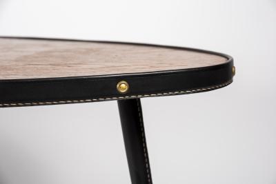 Jacques Adnet 1950s Stitched Leather Free form cocktail table by Jacques Adnet