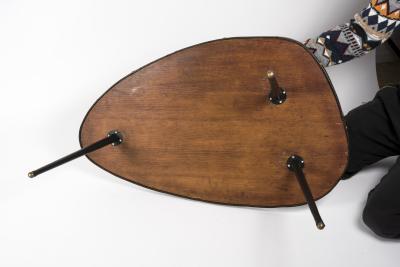 Jacques Adnet 1950s Stitched Leather Free form cocktail table by Jacques Adnet