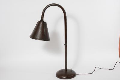 Jacques Adnet 1950s Stitched Leather Lamp By Jacques Adnet