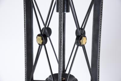 Jacques Adnet 1950s Stitched Leather Lantern by Jacques Adnet