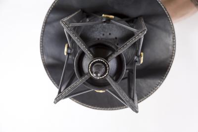 Jacques Adnet 1950s Stitched Leather Lantern by Jacques Adnet