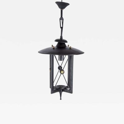 Jacques Adnet 1950s Stitched Leather Lantern by Jacques Adnet