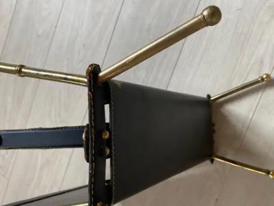 Jacques Adnet 1950s Stitched Leather Magazine Racks by Jacques Adnet