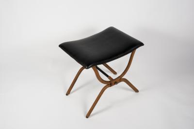Jacques Adnet 1950s Stitched Leather Ottoman by Jacques Adnet