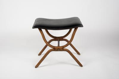 Jacques Adnet 1950s Stitched Leather Ottoman by Jacques Adnet