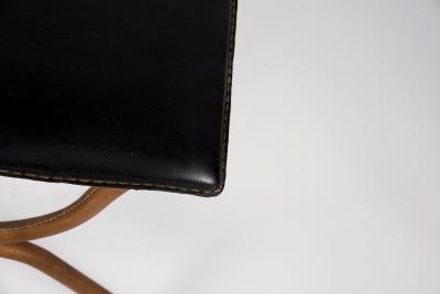 Jacques Adnet 1950s Stitched Leather Ottoman by Jacques Adnet