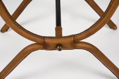 Jacques Adnet 1950s Stitched Leather Ottoman by Jacques Adnet