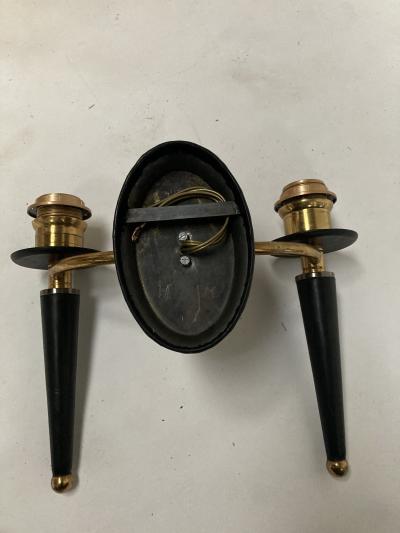 Jacques Adnet 1950s Stitched Leather Sconces By Jacques Adnet
