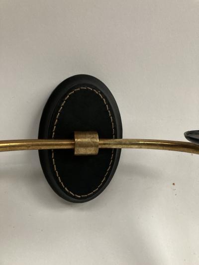Jacques Adnet 1950s Stitched Leather Sconces By Jacques Adnet